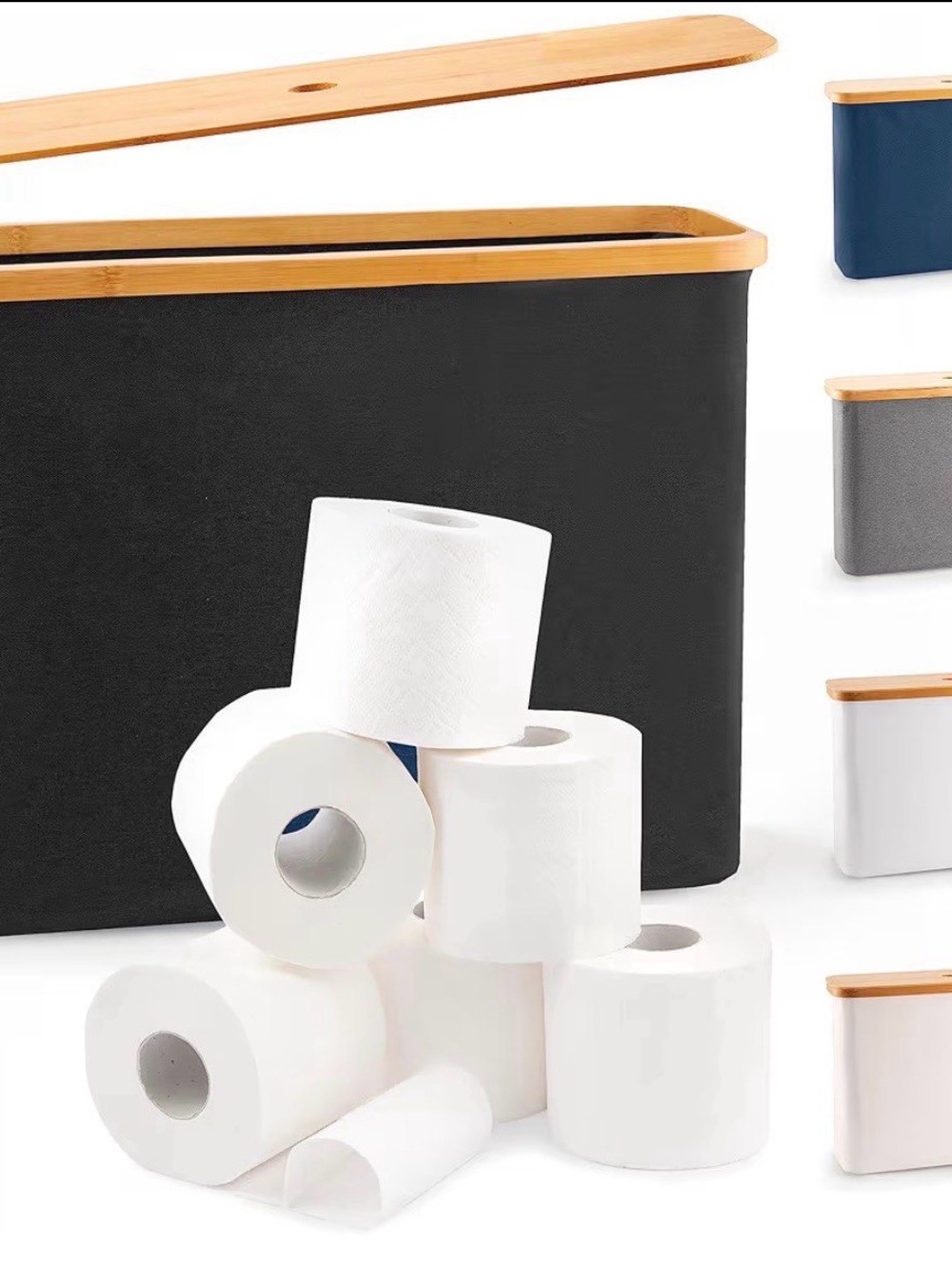 Lonbet Bamboo Toilet Paper Storage BLACK